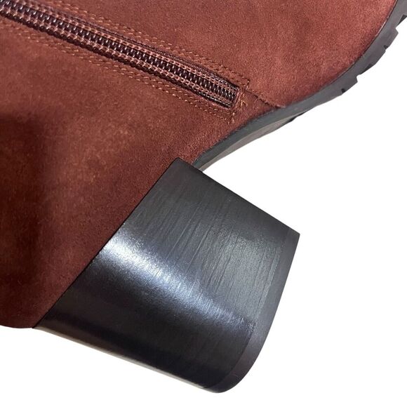 Aquatalia Women's Size 8 Leather Block Heel Brown Rust Suede Ankle Booties $495 - Picture 8 of 10